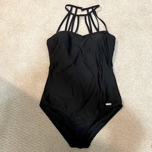 Black strappy one piece swim suit. Victoria’s Secret Lascana. Gently used
